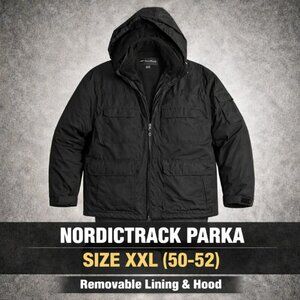 NordicTrack Men's Black Parka XXL Removable Liner Hooded Winter Coat
